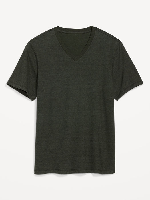 Soft-Washed Micro-Stripe V-Neck T-Shirt for Men