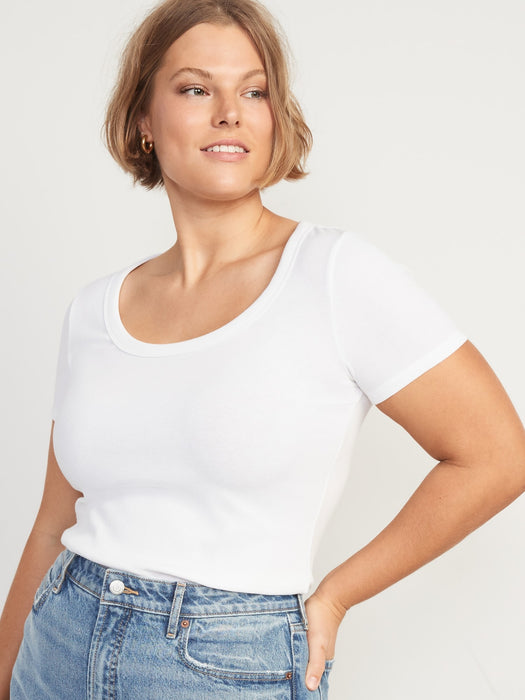 Fitted Rib-Knit Scoop-Neck T-Shirt 2-Pack for Women