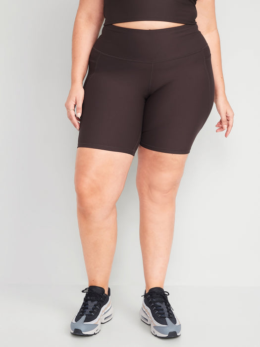 High-Waisted PowerSoft Side-Pocket Biker Shorts for Women -- 8-inch inseam