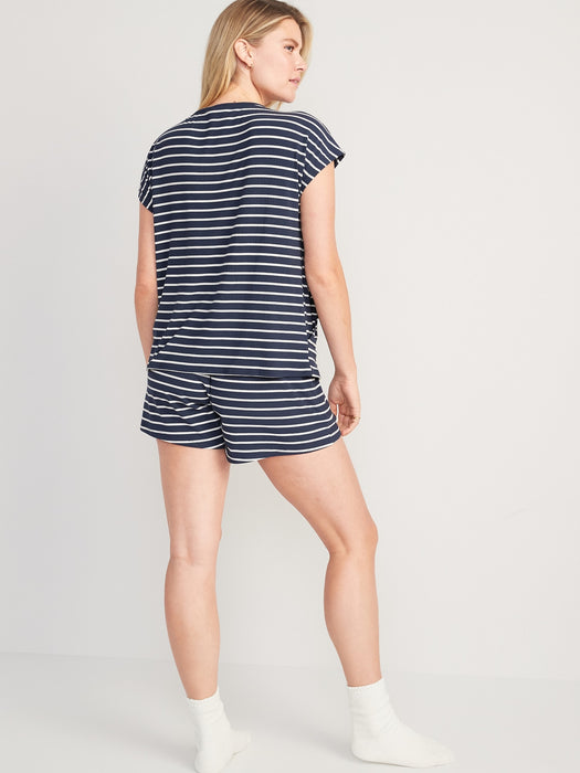 Maternity Sunday Sleep Rib-Knit Nursing Top & Shorts Set