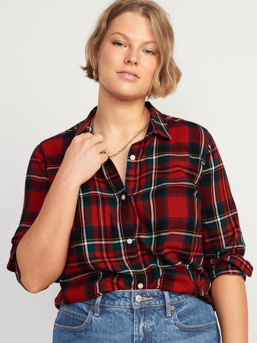 Plaid Flannel Classic Shirt for Women