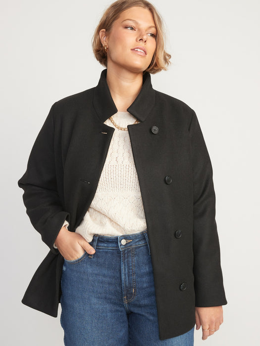 Soft-Brushed Button-Front Car Coat for Women