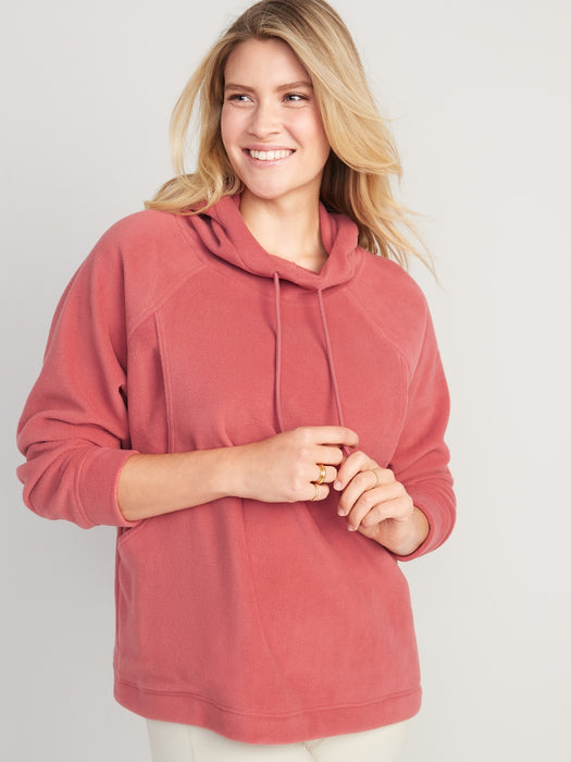 Maternity Microfleece Nursing Pullover Hoodie - Red