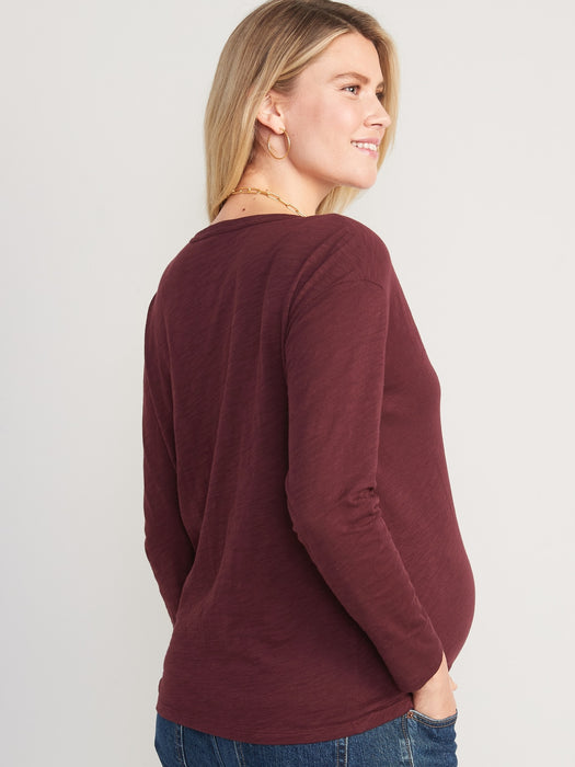 Maternity EveryWear Long-Sleeve Twist-Front T-Shirt