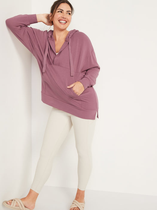 Live-In Cozy-Knit French-Terry Tunic Hoodie for Women