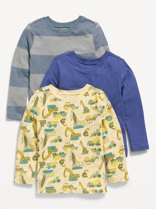Unisex 3-Pack Long-Sleeve T-Shirt for Toddler