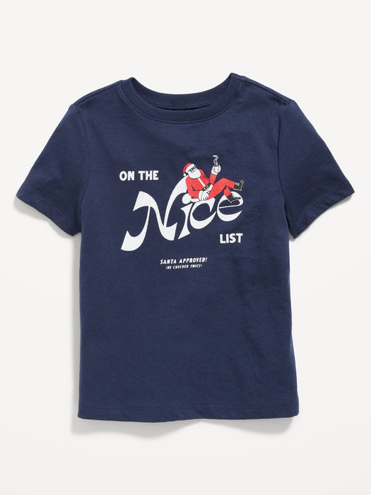 Unisex Christmas-Graphic T-Shirt for Toddler - Blue