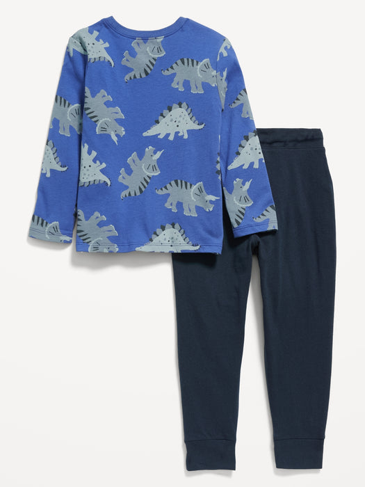 Unisex 2-Piece Printed Top and Pull-On Pants Set for Toddler