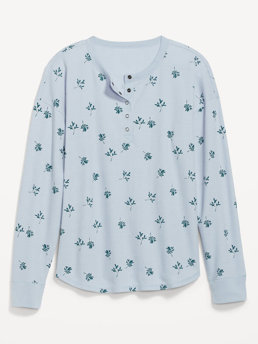 Thermal Henley Pajama Top for Women - Multi