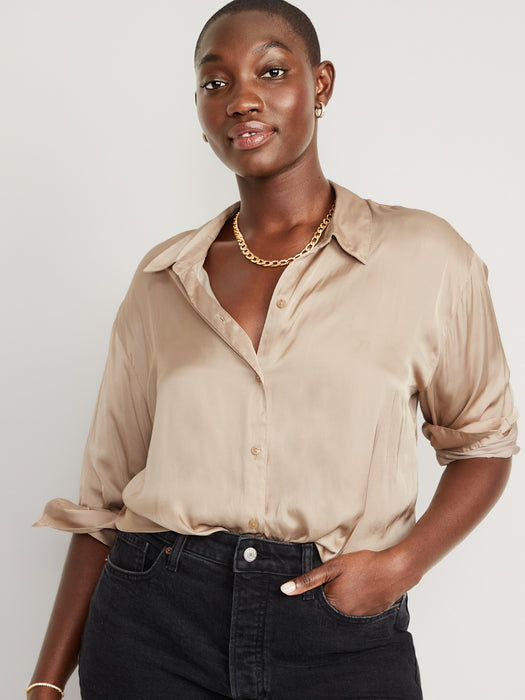 Satin Boyfriend Shirt for Women