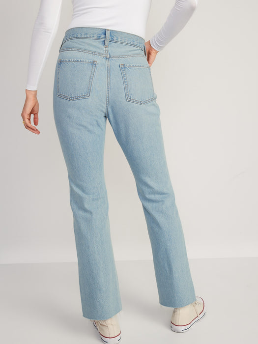 Mid-Rise Slouchy Boot-Cut Non-Stretch Cut-Off Jeans for Women