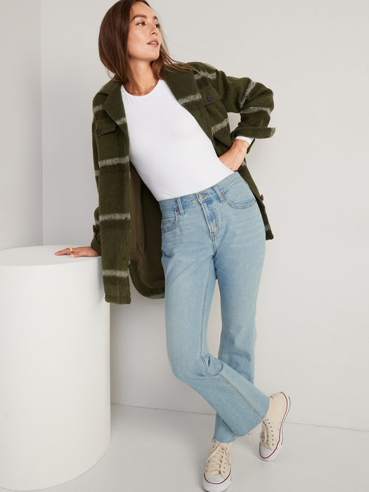 Mid-Rise Slouchy Boot-Cut Non-Stretch Cut-Off Jeans for Women