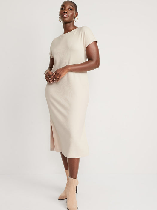 Rib-Knit Midi Shift Dress for Women