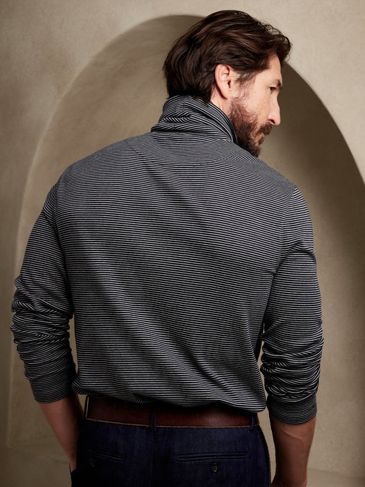 Messina Turtleneck T-Shirt - Navy Stripe