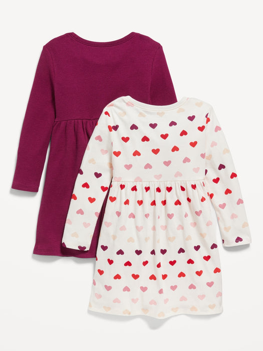 Fit & Flare Long-Sleeve Dress 2-Pack for Toddler Girls