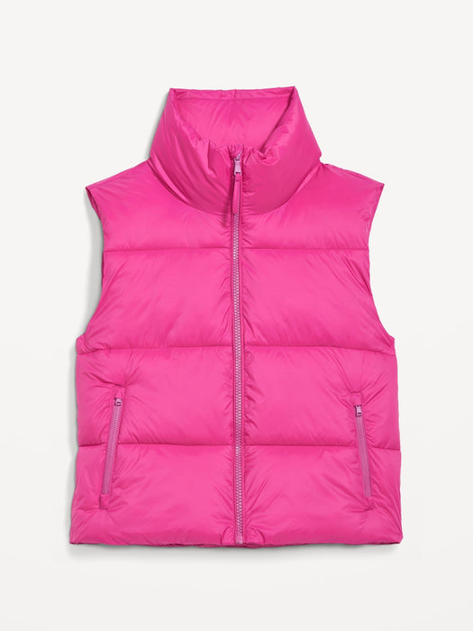 Water-Resistant Quilted Puffer Vest for Women - Pink