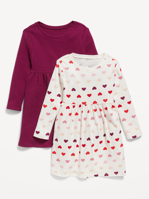 Fit & Flare Long-Sleeve Dress 2-Pack for Toddler Girls