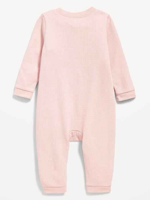 Unisex Thermal-Knit Henley One-Piece for Baby