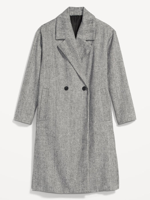 Long Slouchy Double-Breasted Coat for Women