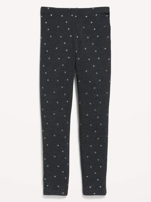 Printed Built-In Tough Full-Length Leggings for Girls - Silver