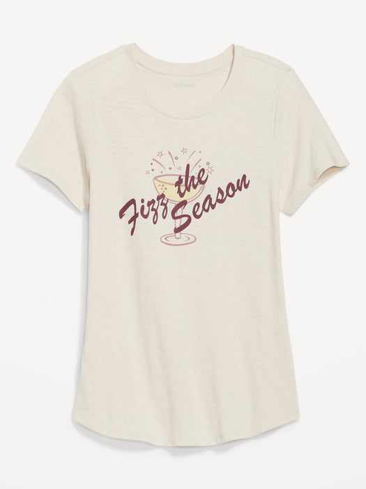 EveryWear Slub-Knit Holiday Graphic T-Shirt for Women