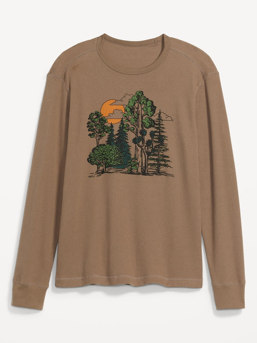 Graphic Thermal-Knit Long-Sleeve T-Shirt for Men