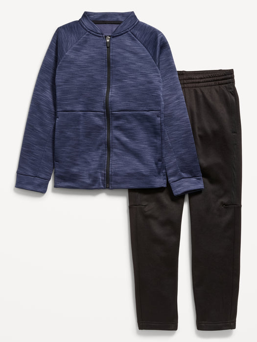 Techie Fleece Full-Zip Bomber Jacket & Tapered Sweatpants Set for Boys - Blue