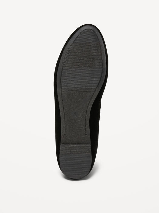 Velvet Bow-Tie Ballet Flat Shoes for Women