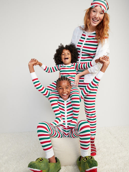 Gender-Neutral Holiday Matching Snug-Fit Pajama Set for Kids - Green