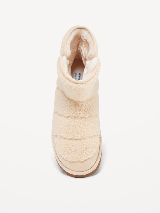 Faux Suede-Trimmed Sherpa Boots for Women