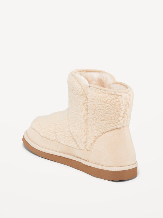 Faux Suede-Trimmed Sherpa Boots for Women