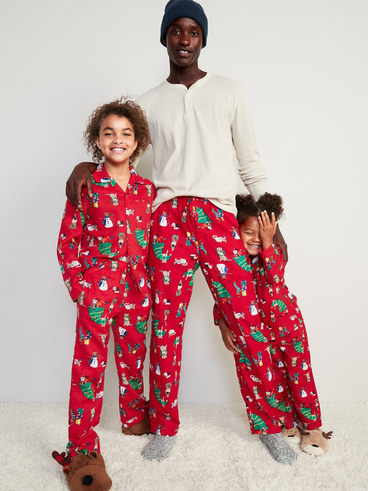 Printed Flannel Pajama Pants for Women - Red