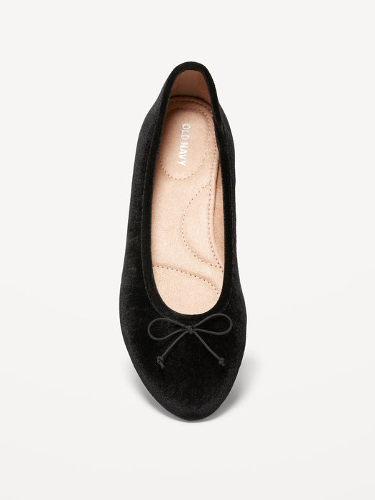 Velvet Bow-Tie Ballet Flat Shoes for Women