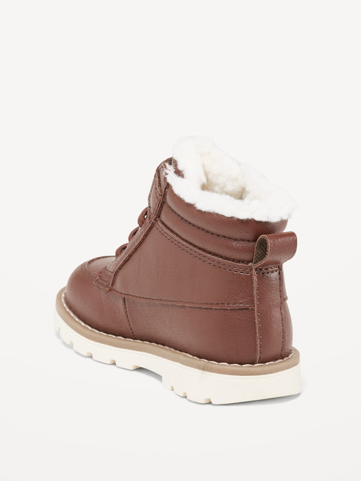 Faux-Leather Ankle Boots for Toddler Boys