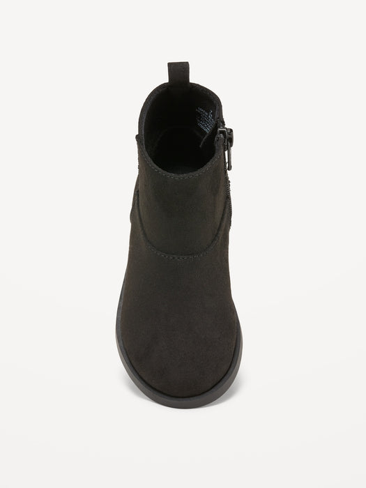 Faux-Suede Side-Zip Ankle Boots for Toddler Girls