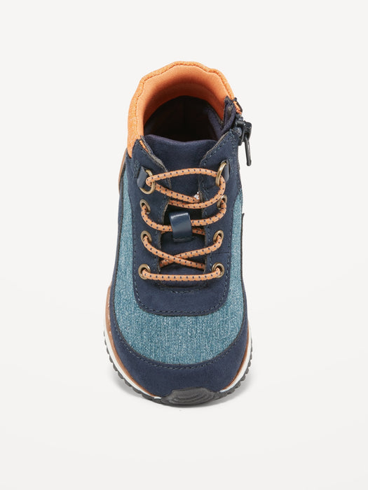 Color-Blocked Lace-Up Hiking Sneakers for Toddler Boys