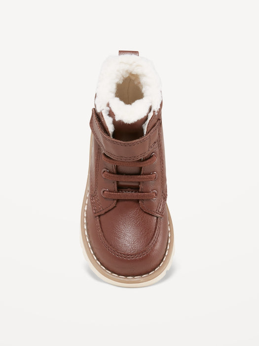 Faux-Leather Ankle Boots for Toddler Boys