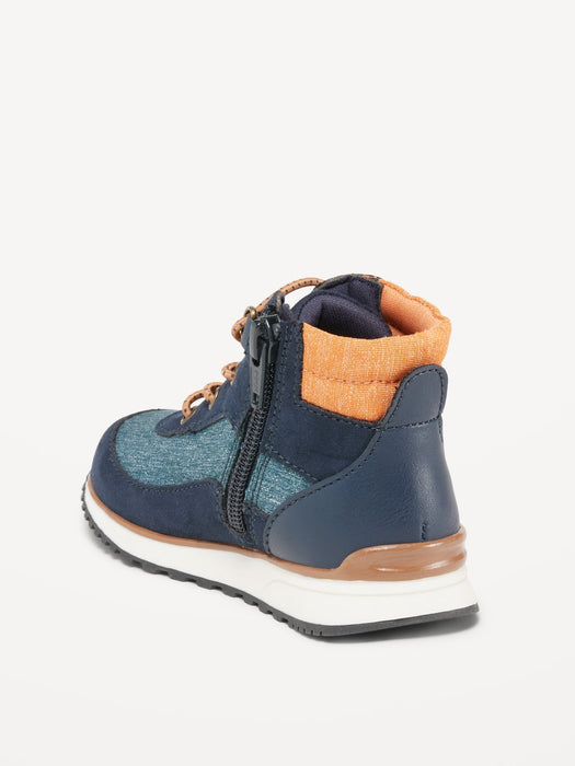 Color-Blocked Lace-Up Hiking Sneakers for Toddler Boys