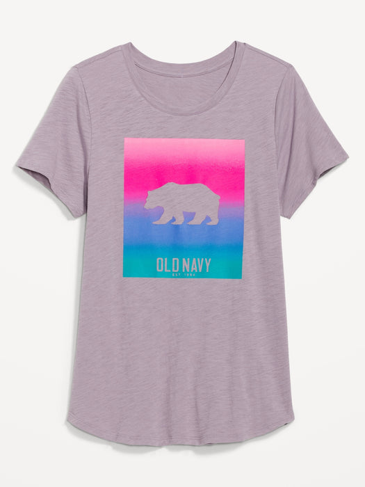 EveryWear Logo Graphic Slub-Knit T-Shirt for Women - Blue