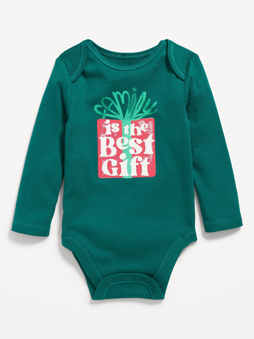 Unisex Long-Sleeve Christmas-Graphic Bodysuit for Baby
