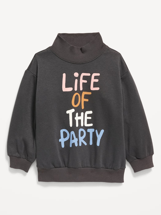 Mock-Neck French-Terry Tunic Sweatshirt for Toddler Girls