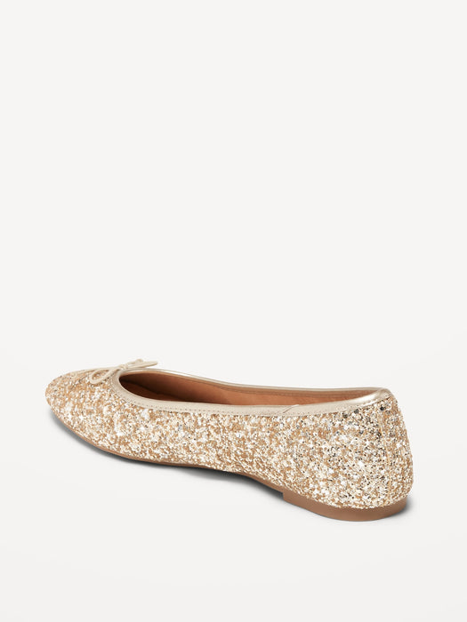 Glitter Bow-Tie Ballet Flat Shoes for Women