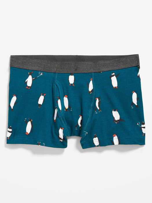 Printed Built-In Flex Underwear Trunks for Men -- 3-inch inseam - Blue