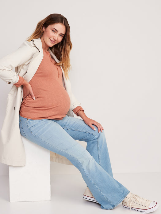 Maternity FitsYou 3-Sizes-in-1 Premium Full Panel Flare Jeans - Red