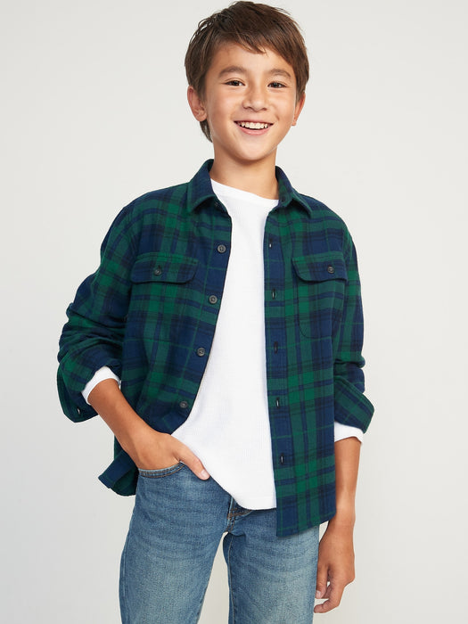 Plaid Flannel Utility Pocket Shirt for Boys - Multi