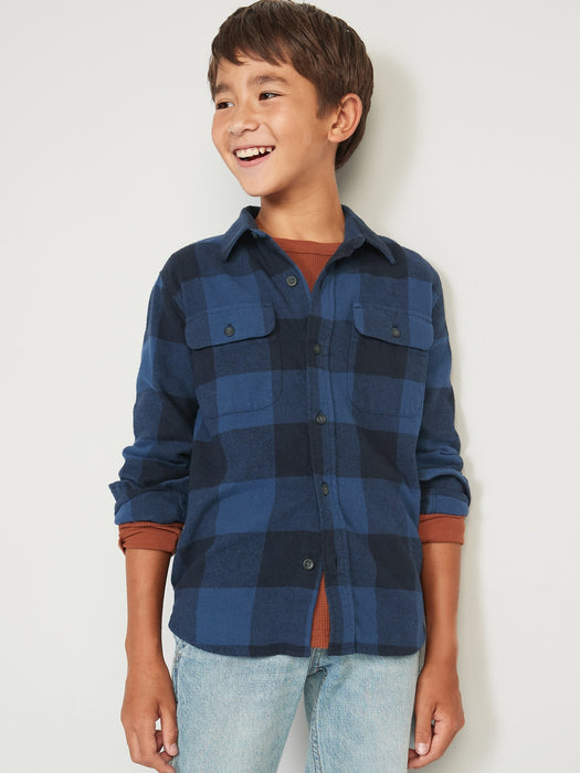Plaid Flannel Utility Pocket Shirt for Boys - Multi