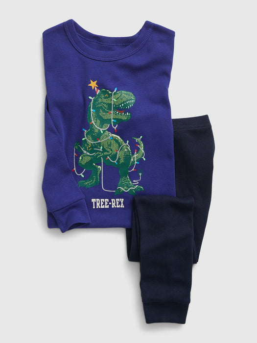 babyGap 100% Organic Cotton Holiday T-Rex PJ Set - bright cobalt blue