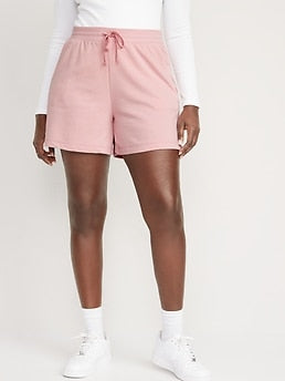 Extra High-Waisted French-Terry Sweat Shorts for Women -- 5-inch inseam - Pink