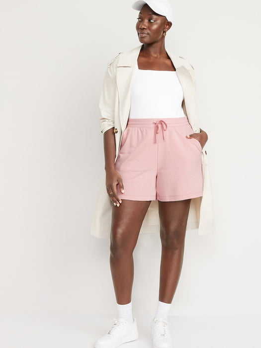 Extra High-Waisted French-Terry Sweat Shorts for Women -- 5-inch inseam - Pink
