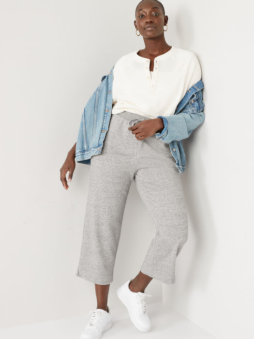 High-Waisted Cropped Straight Sweatpants for Women